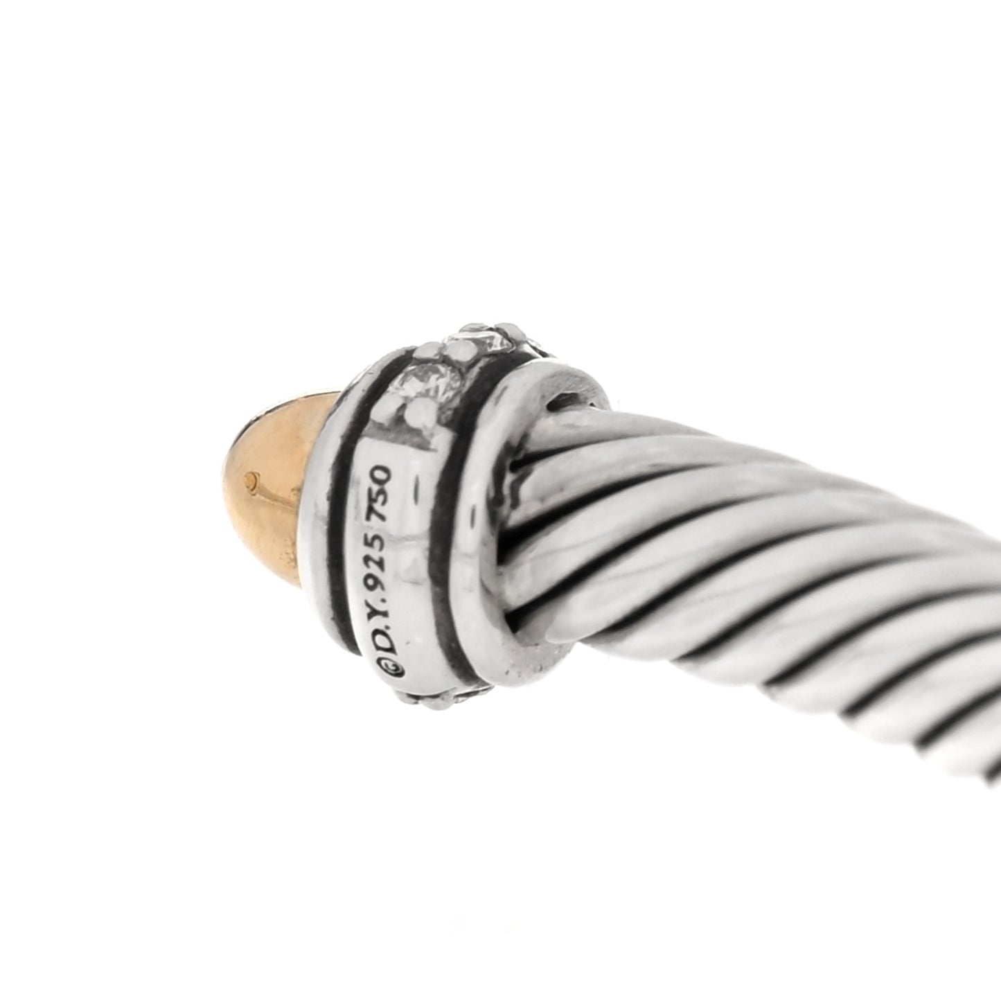 Sterling Silver 18K Yellow Gold Diamond 4mm Dome Cable Classics Bracelet