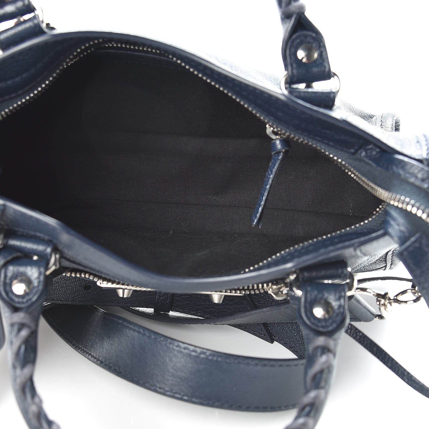 Balenciaga Chevre Silver Metallic Edge Hardware Mini City Bleu Nuit Dark Sea 7 of 10