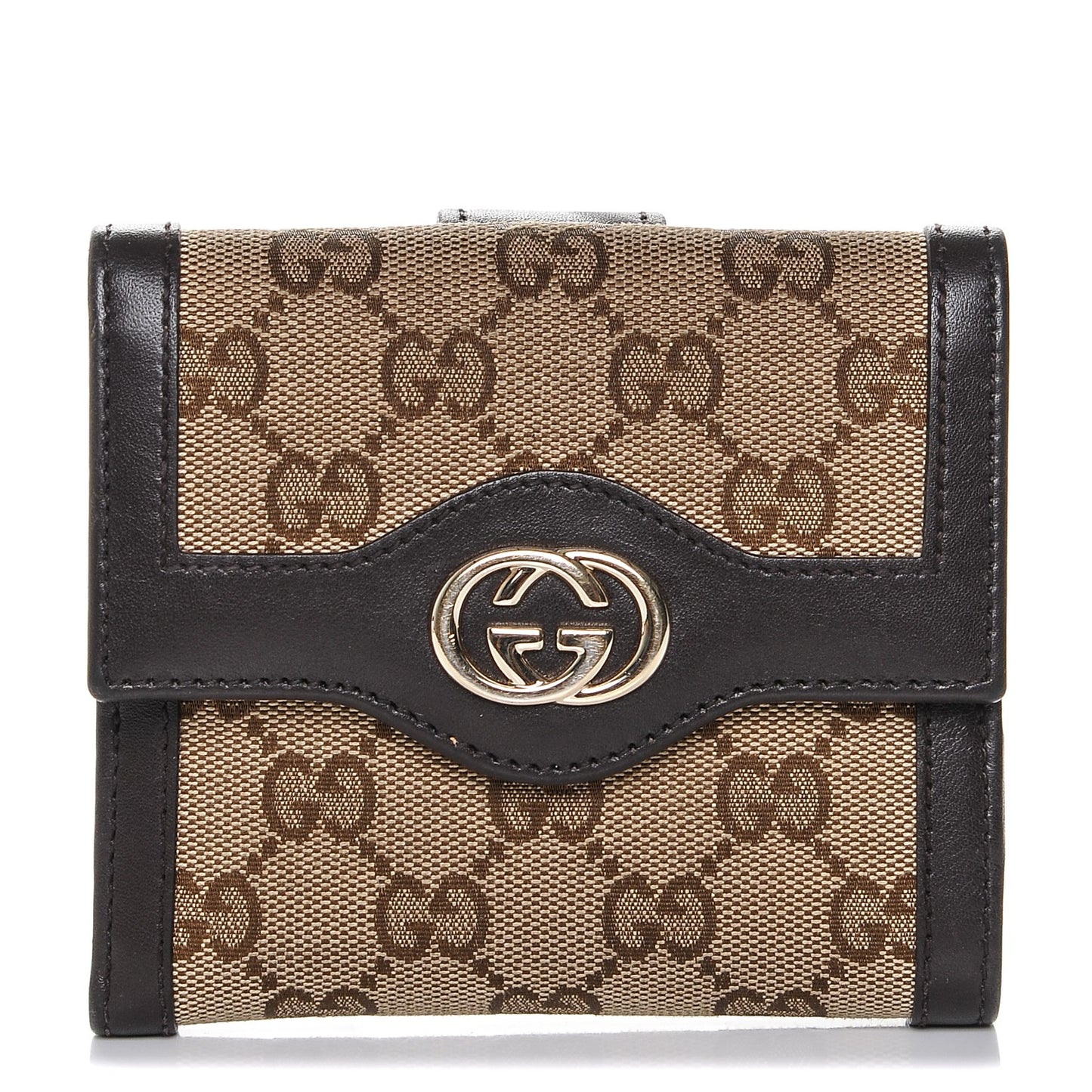 Monogram Margaux Calfskin Sukey French Flap Wallet Beige Ebony Cocoa