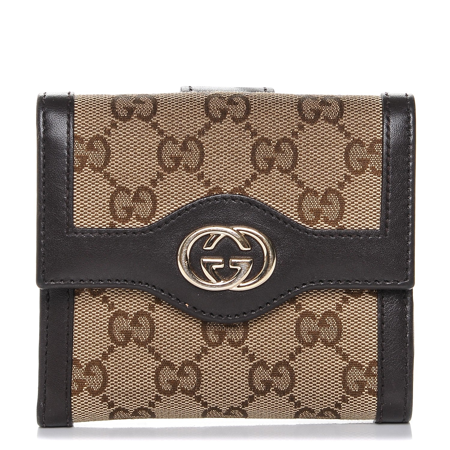 Gucci Monogram Margaux Calfskin Sukey French Flap Wallet Beige Ebony Cocoa 1 of 7