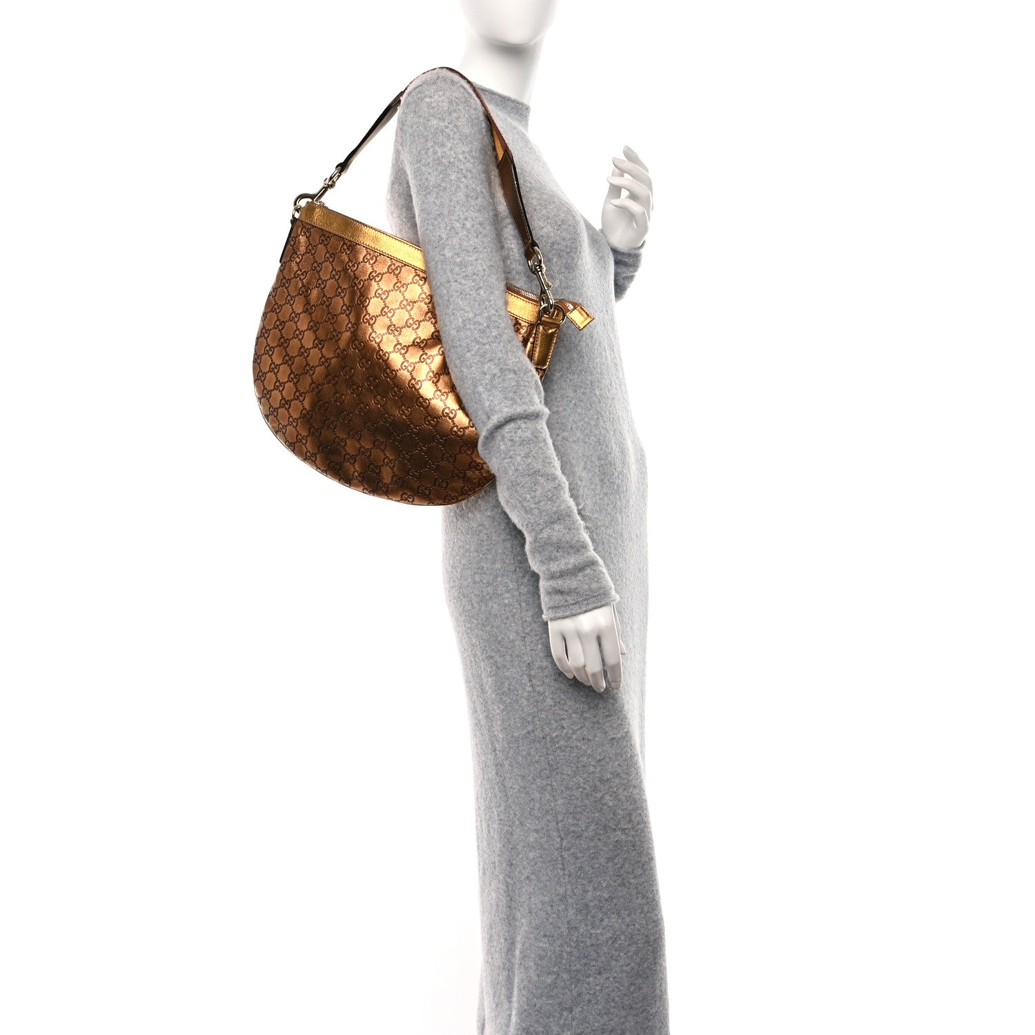 Gucci Metallic Guccissima Web Hobo Bronze 2 of 11