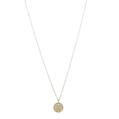 David Yurman 18K Yellow Gold Diamond Initial R Charm Necklace 1 of 6