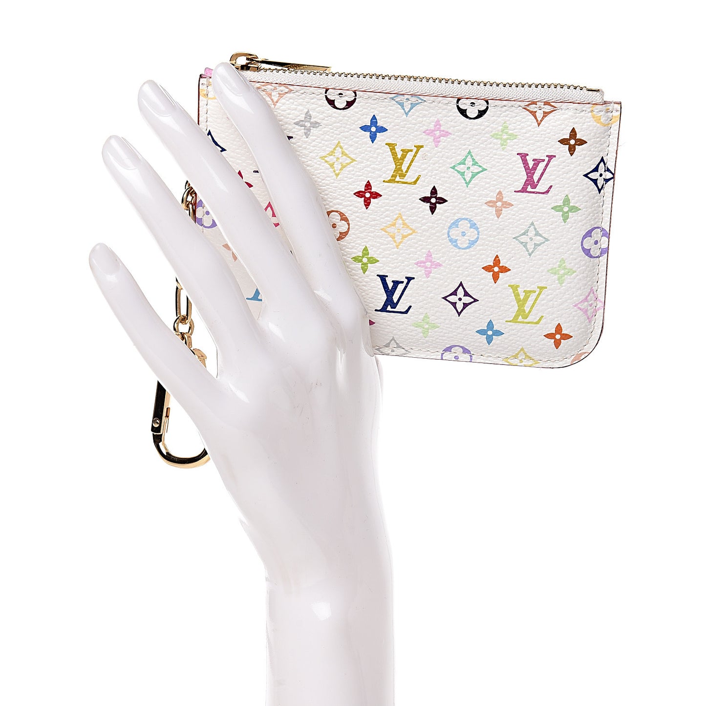 Monogram Multicolor Key Pouch White Litchi
