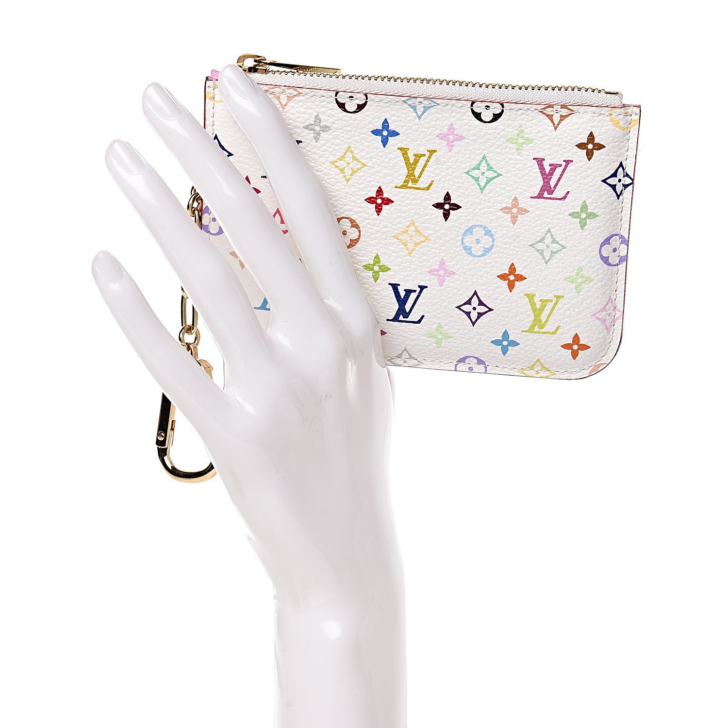Louis Vuitton Monogram Multicolor Key Pouch White Litchi 2 of 6