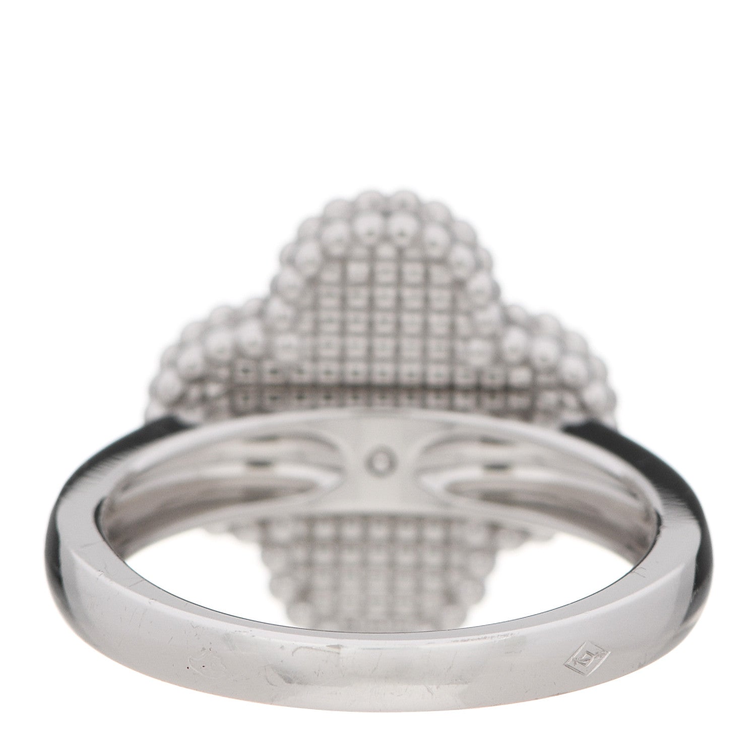 Van Cleef & Arpels 18K White Gold Diamond Mother of Pearl Vintage Alhambra Ring 52 6 4 of 6