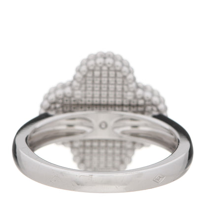 Van Cleef & Arpels 18K White Gold Diamond Mother of Pearl Vintage Alhambra Ring 52 6 4 of 6