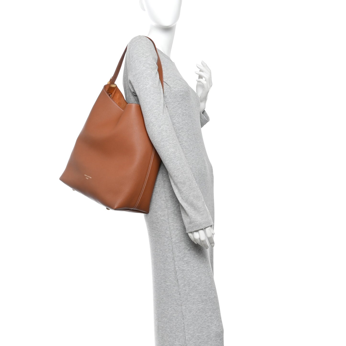 Grained Calfskin Low Key Hobo MM Cognac