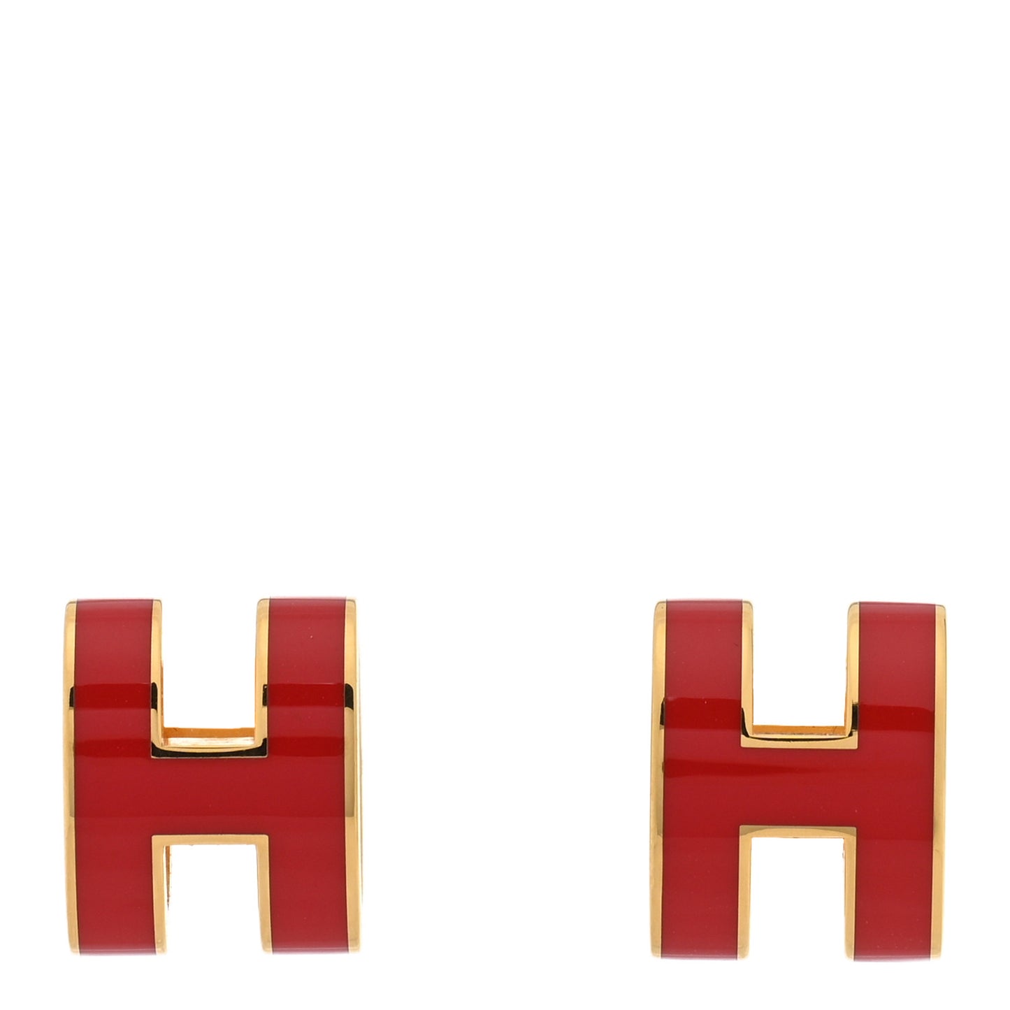 Gold Lacquered Pop H Earrings Rouge Vif