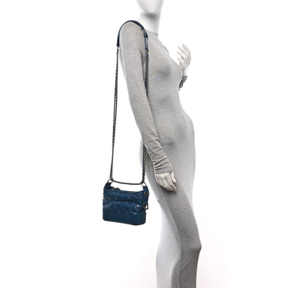 Chanel Aged Calfskin Quilted Small Gabrielle Hobo Blue 3 of 10