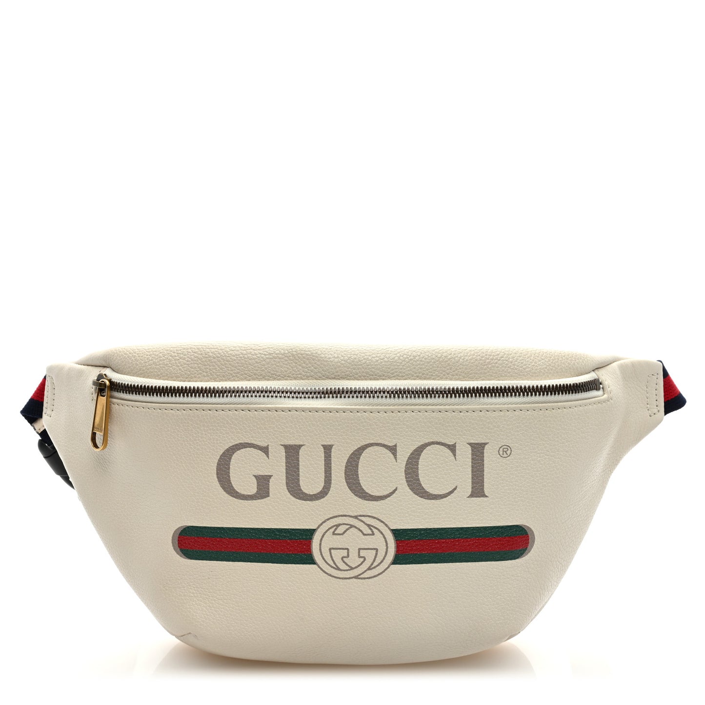 Grained Calfskin Logo Belt Bag White