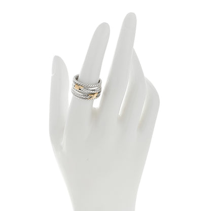 David Yurman Sterling Silver 18K Yellow Gold Double X Crossover Ring 55 7.25 2 of 5