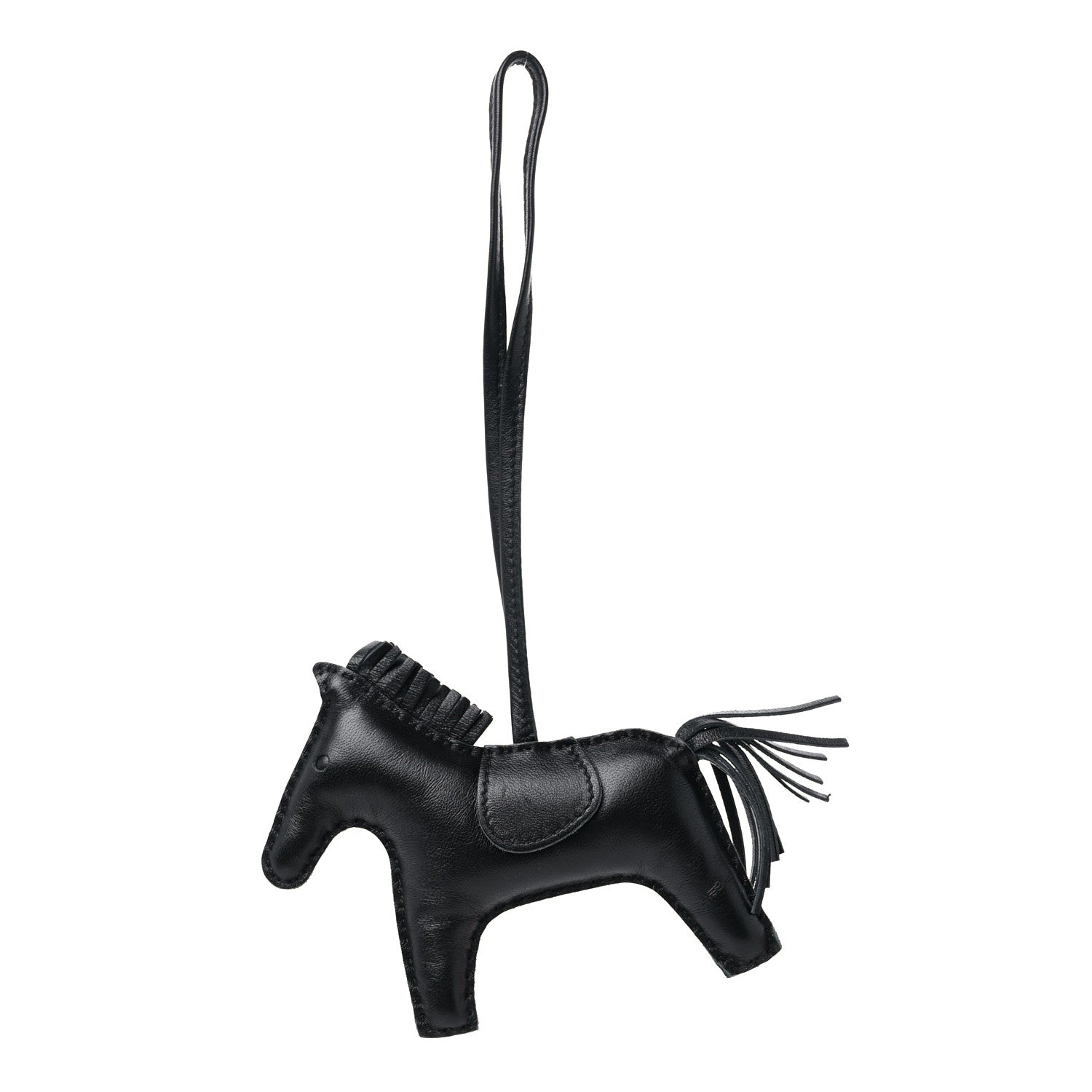 Hermes Milo Lambskin Grigri Rodeo Horse Bag Charm MM So Black 1 of 5