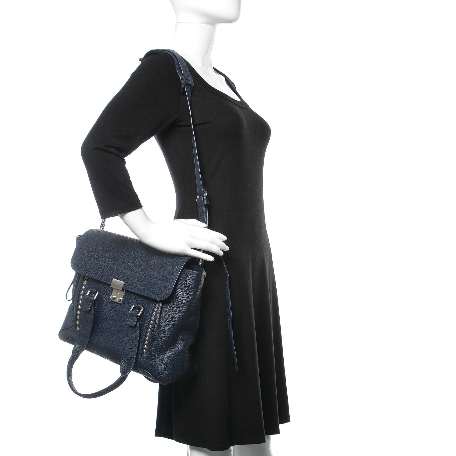 3.1 Phillip Lim 3.1 Textured Calfskin Medium Pashli Satchel Ink 2 of 13