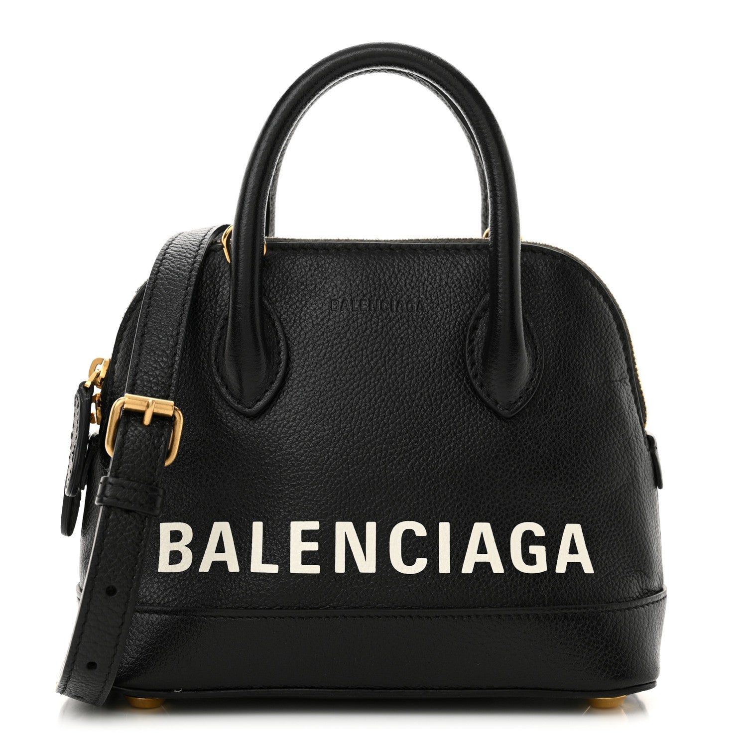 Balenciaga Signature Grained Calfskin XXS Ville Top Handle Bag Black White 1 of 10