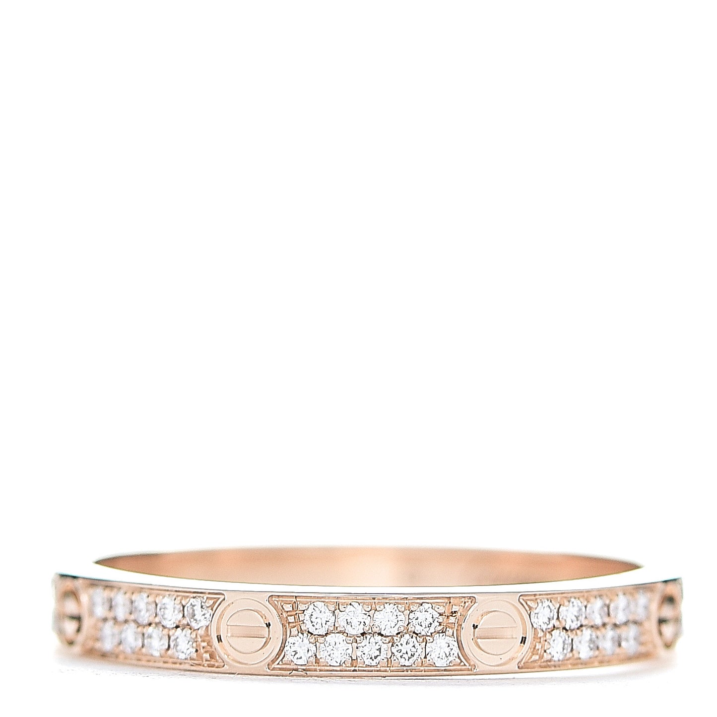 18K Pink Gold Diamond 2.6mm LOVE Paved Band Ring 52 6