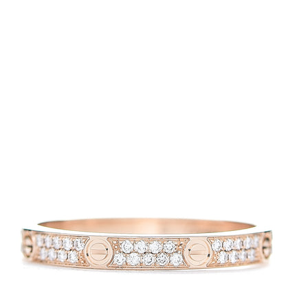 Cartier 18K Pink Gold Diamond 2.6mm LOVE Paved Band Ring 52 6 2 of 5