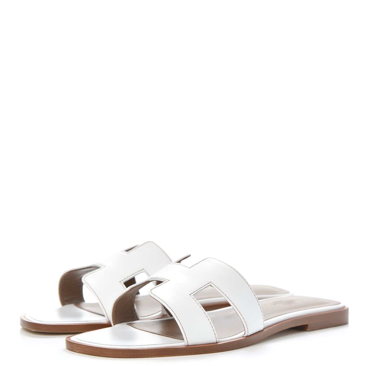 Hermes Box Calfskin Oran Sandals 39 White 3 of 9