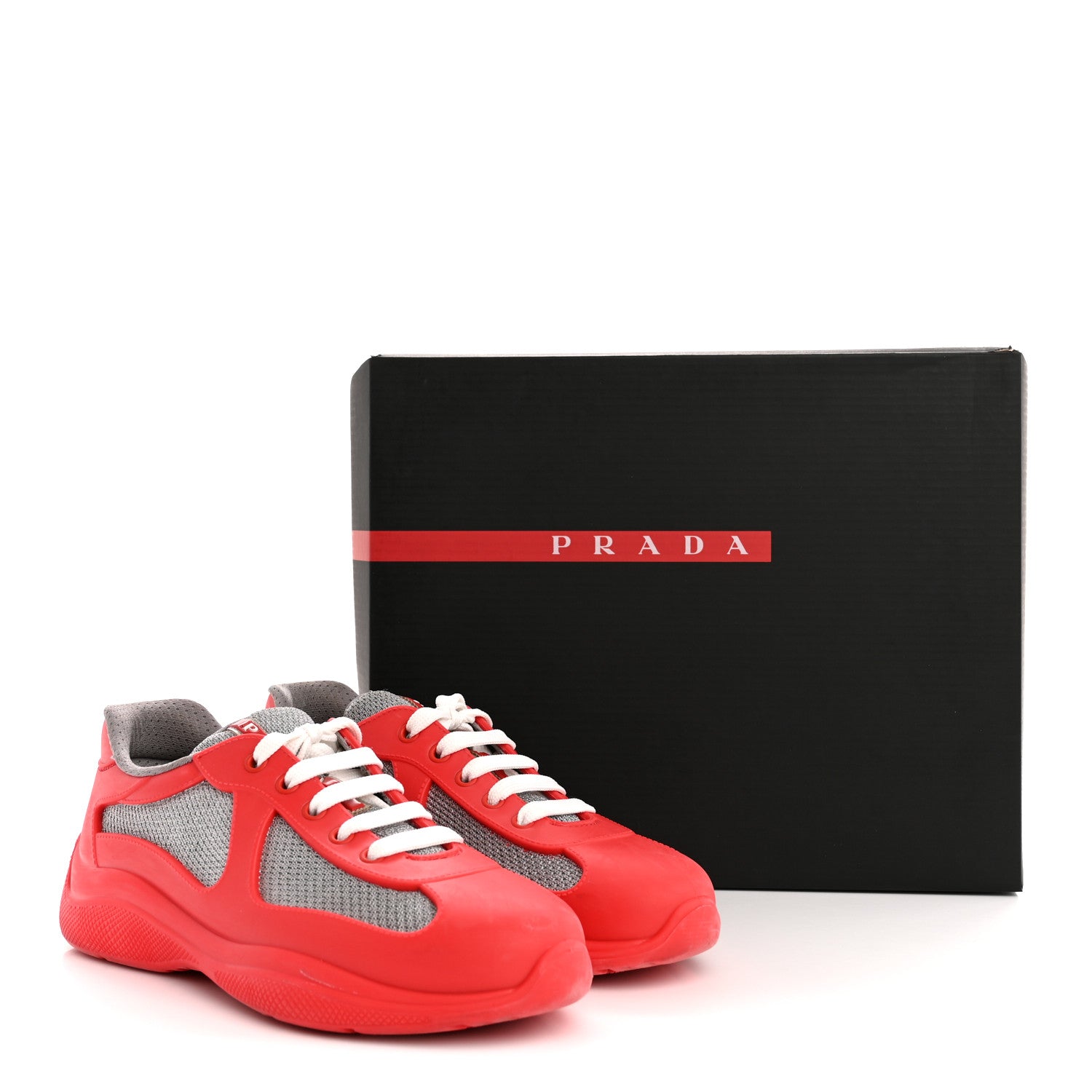 Prada Soft Rubber Mesh Womens America's Cup Sneakers 38 Red 10 of 10