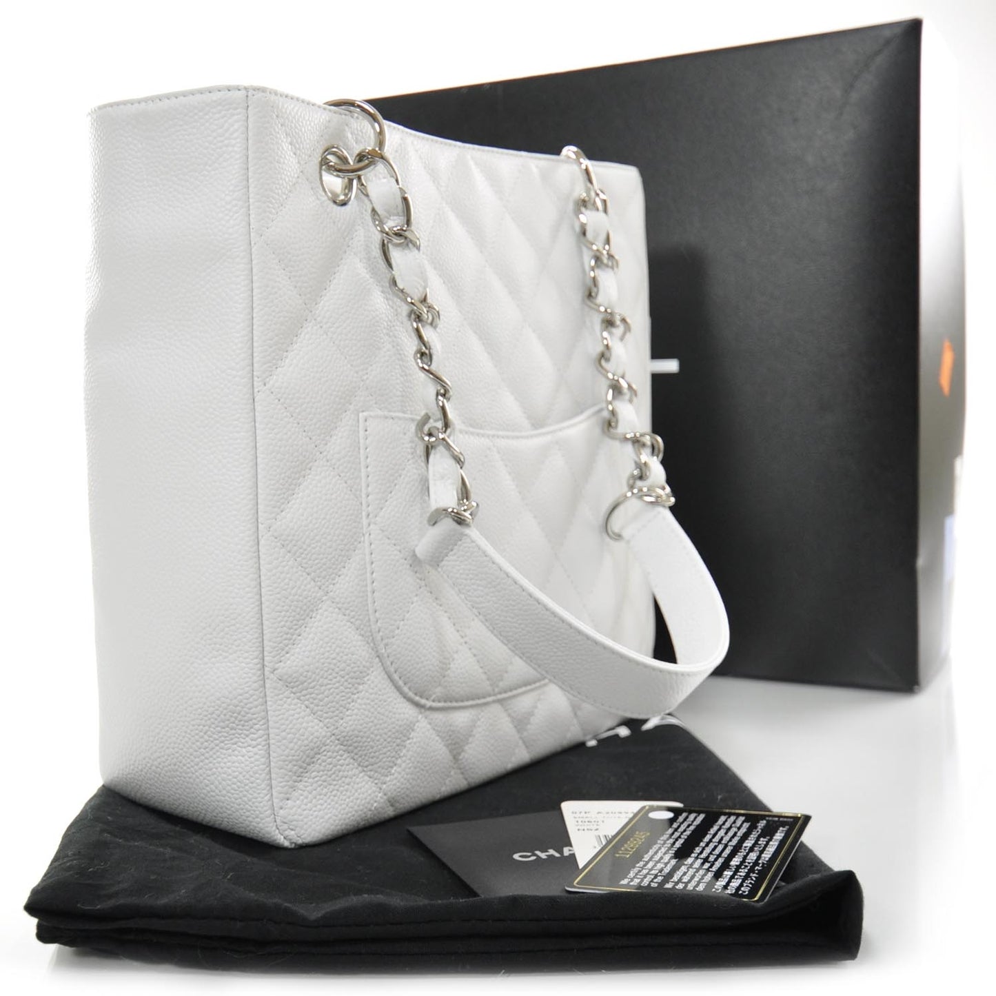 Caviar Petit Shopping Tote PST White