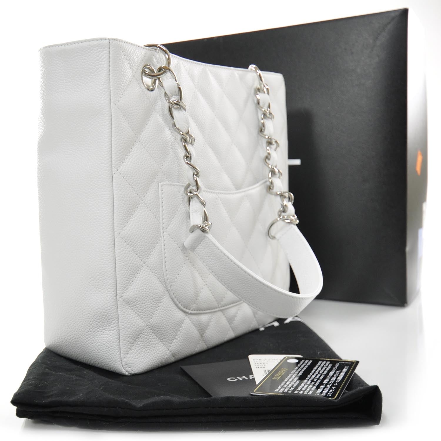 Chanel Caviar Petit Shopping Tote PST White 2 of 10