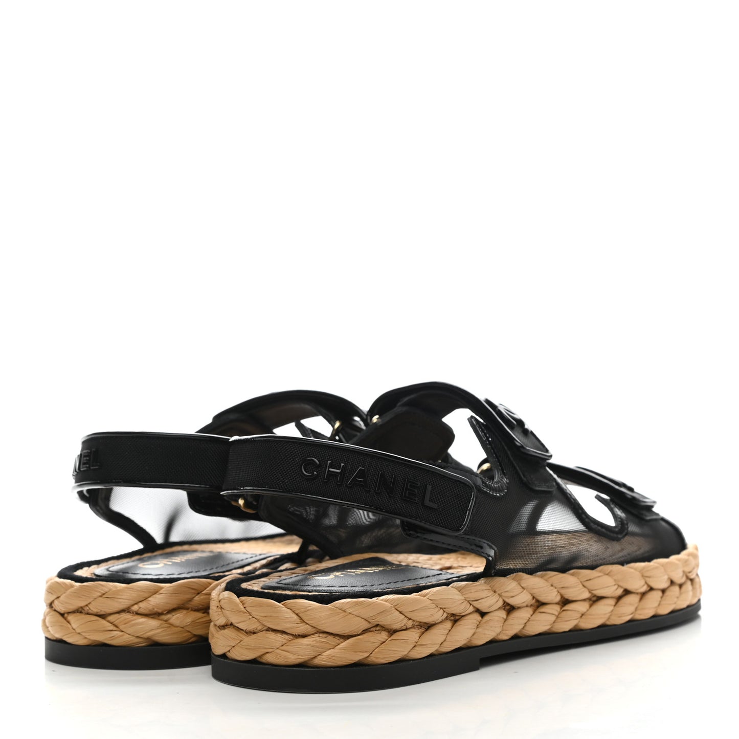 Mesh Patent Velcro Dad Sandals 39.5 Black