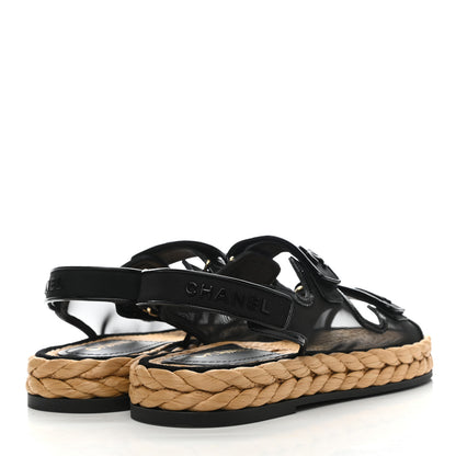 Chanel Mesh Patent Velcro Dad Sandals 39.5 Black 4 of 9