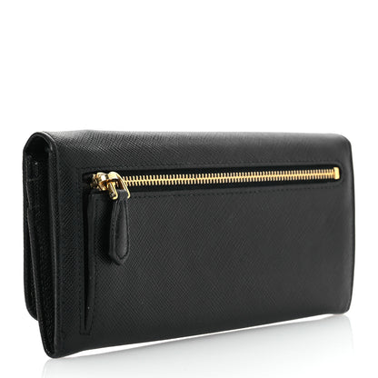 Prada Saffiano Metal Continental Flap Wallet Black 3 of 14