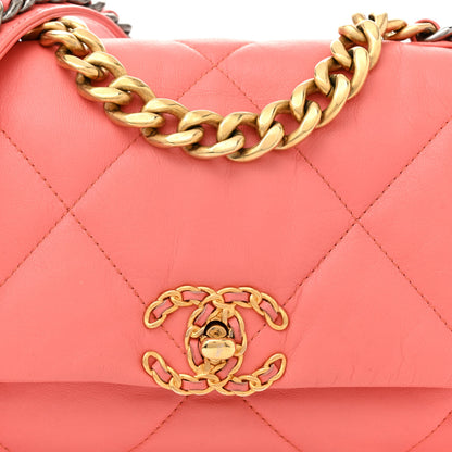 Chanel Goatskin Quilted Medium Chanel 19 Flap Coral 8 of 11