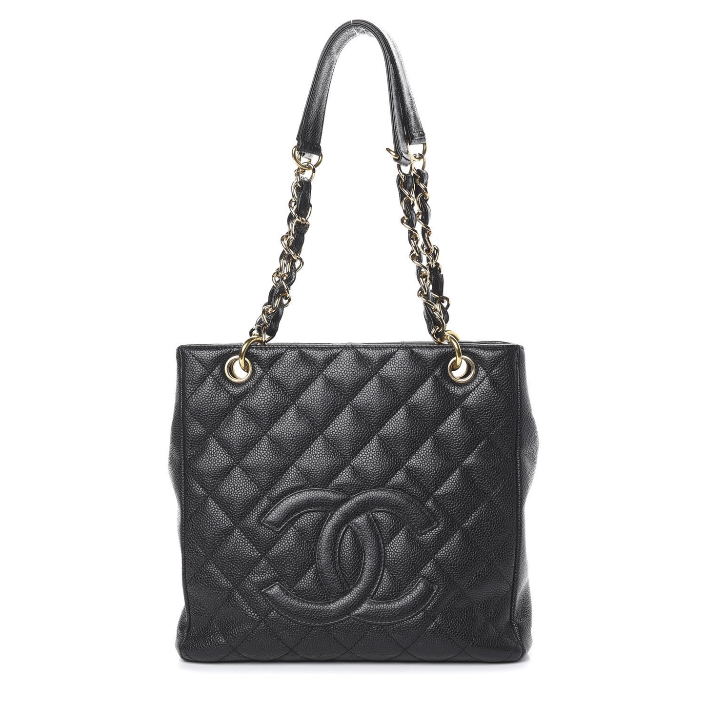 Caviar Quilted Petit Shopping Tote PST Black