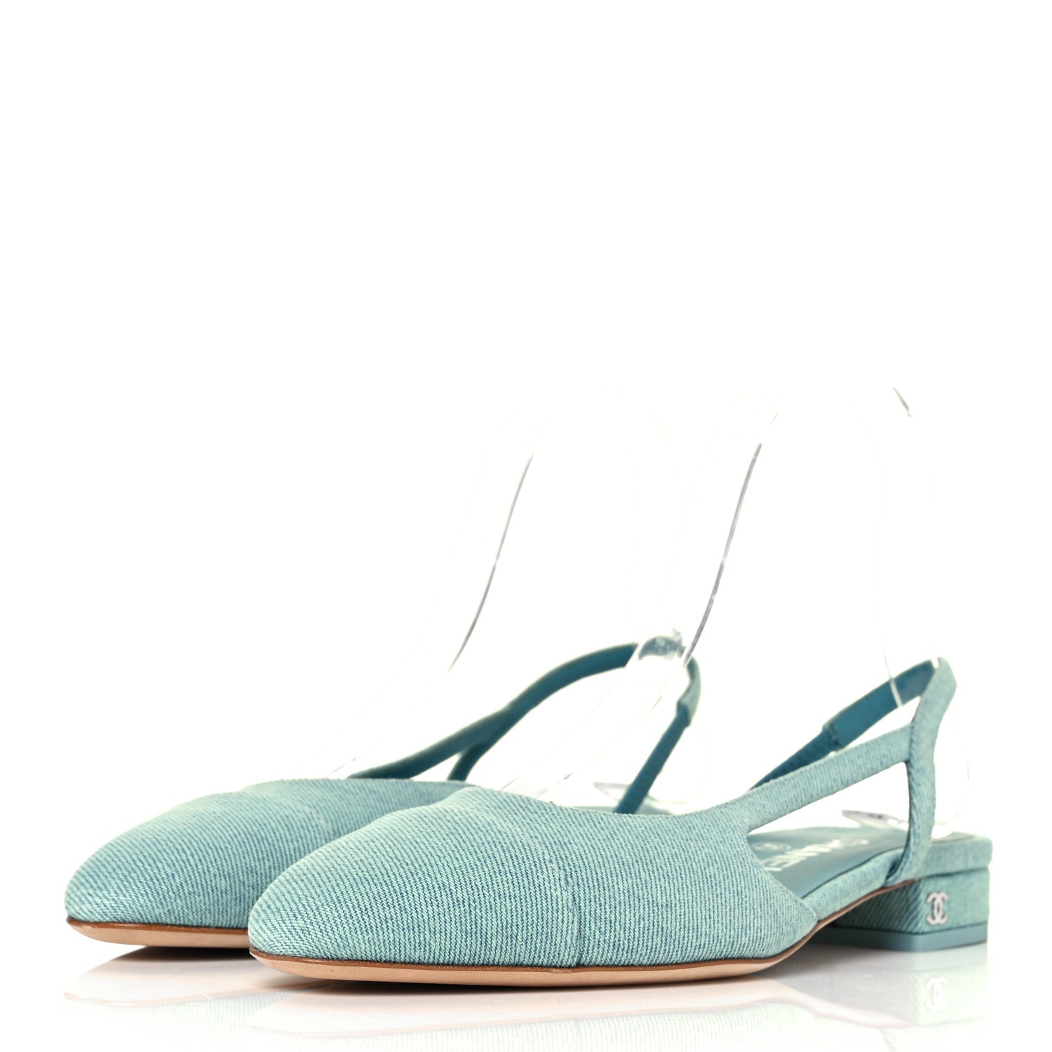Chanel Denim Cap Toe CC Slingback Flats 36 Blue 5 of 18