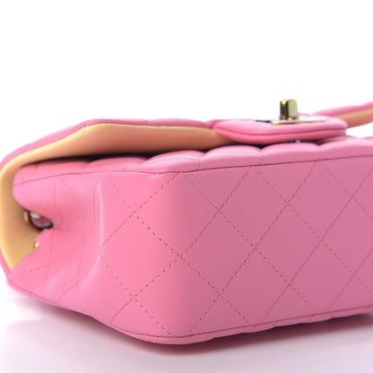 Chanel Lambskin Quilted Mini Rectangular Flap Pink Yellow 6 of 9