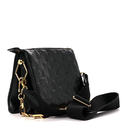 Louis Vuitton Lambskin Embossed Monogram Coussin PM Black 3 of 13