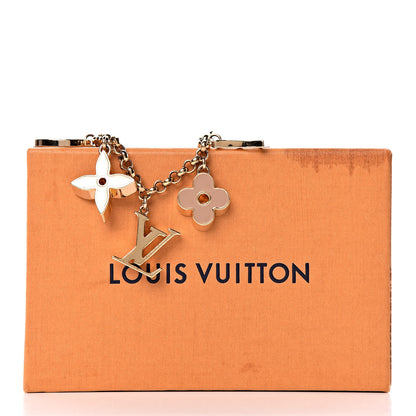 Louis Vuitton Brass Enamel Fleur De Monogram Bag Charm Chain Gold 3 of 3