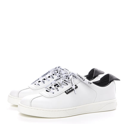 Chanel Calfskin CC Sneakers 38 White 3 of 10