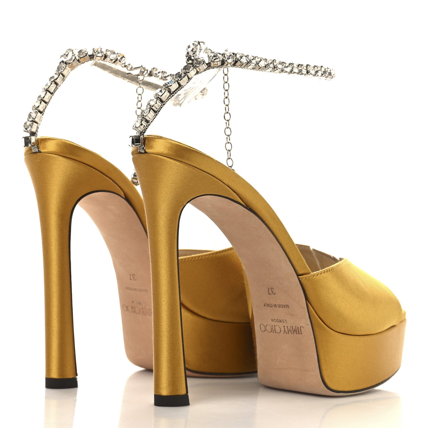 Satin Crystal Saeda 125 Platform Sandals 37 Sunflower Yellow