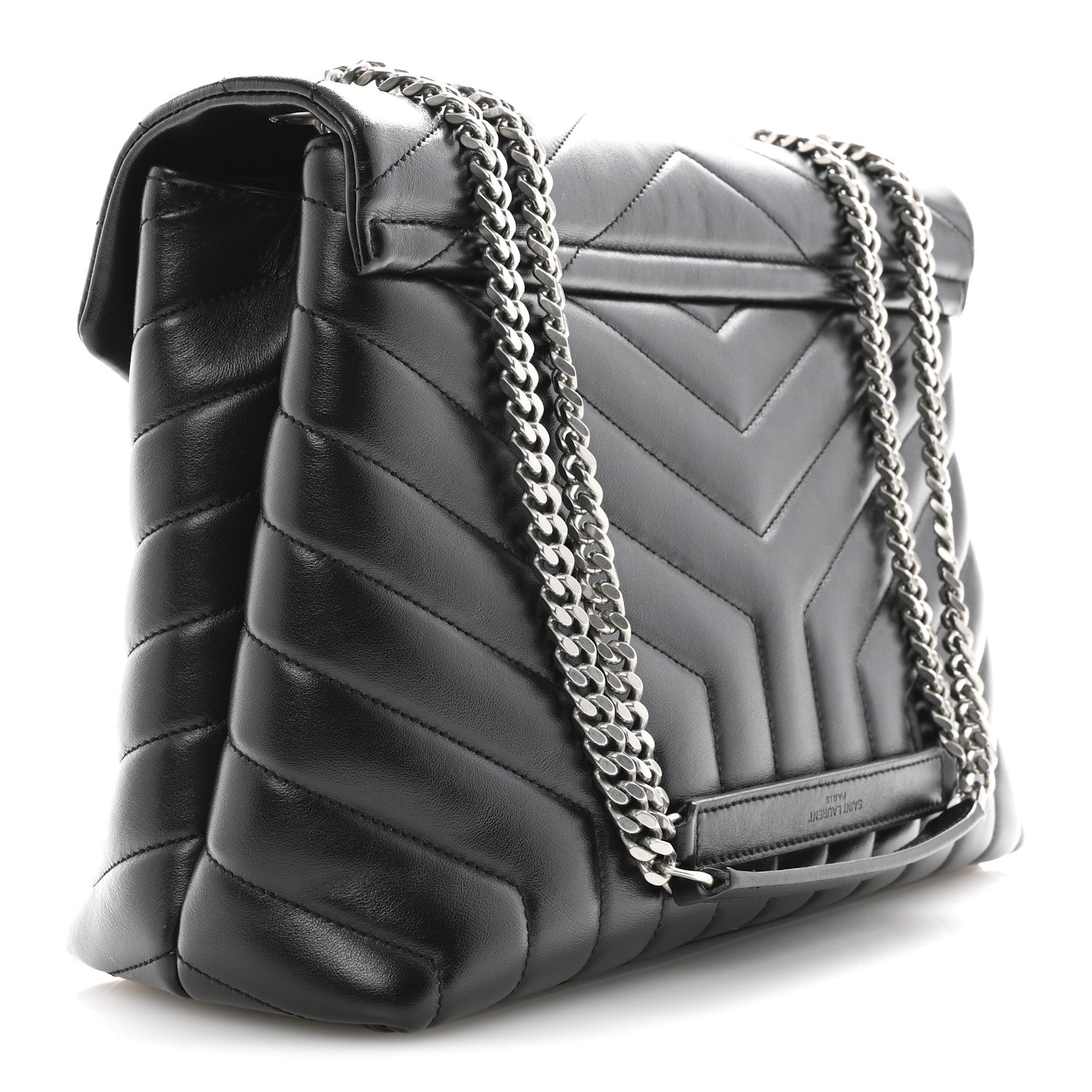 Saint Laurent Calfskin Y Quilted Monogram Medium Loulou Chain Satchel Black 3 of 11