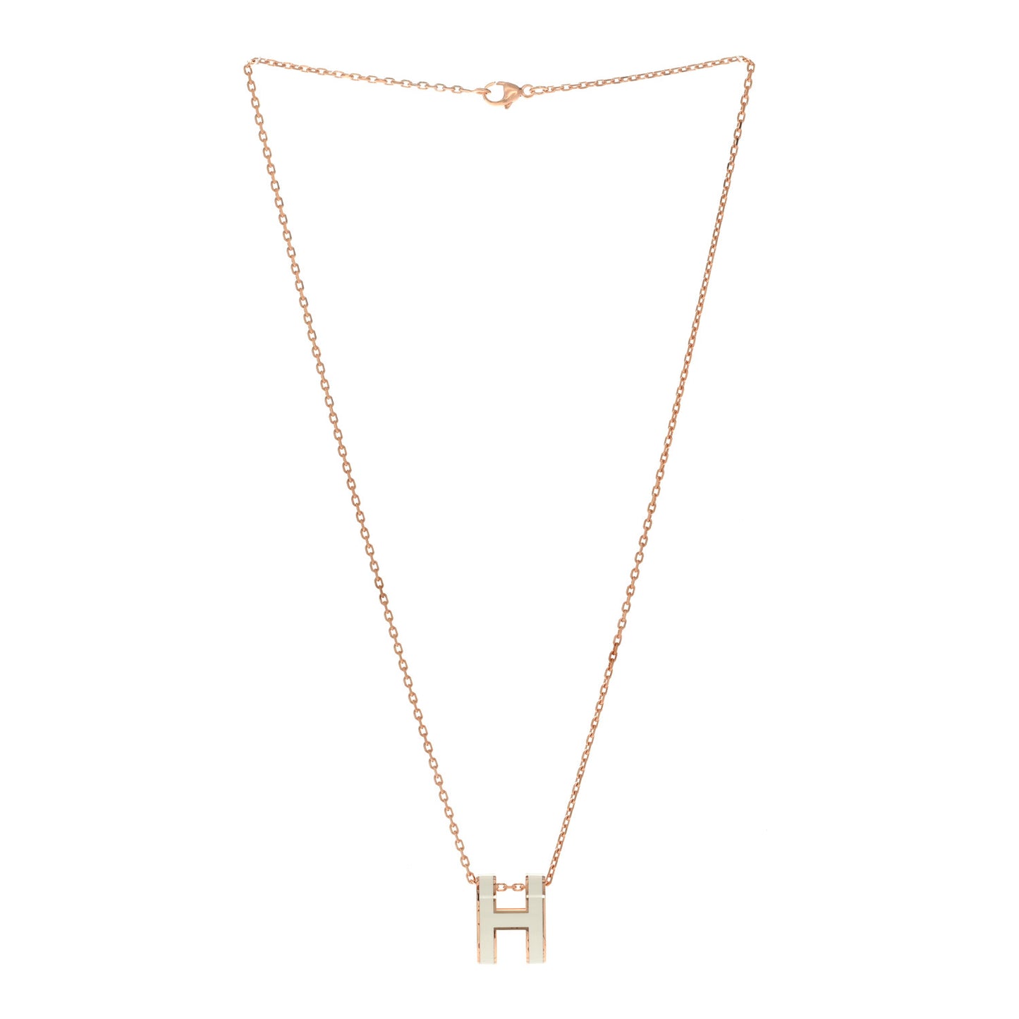 Lacquered Rose Gold Pop H Pendant Necklace White White