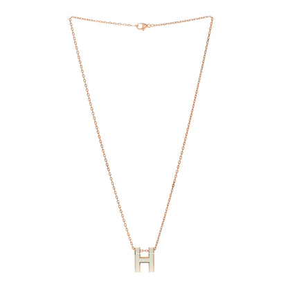 Hermes Lacquered Rose Gold Pop H Pendant Necklace White White 3 of 8