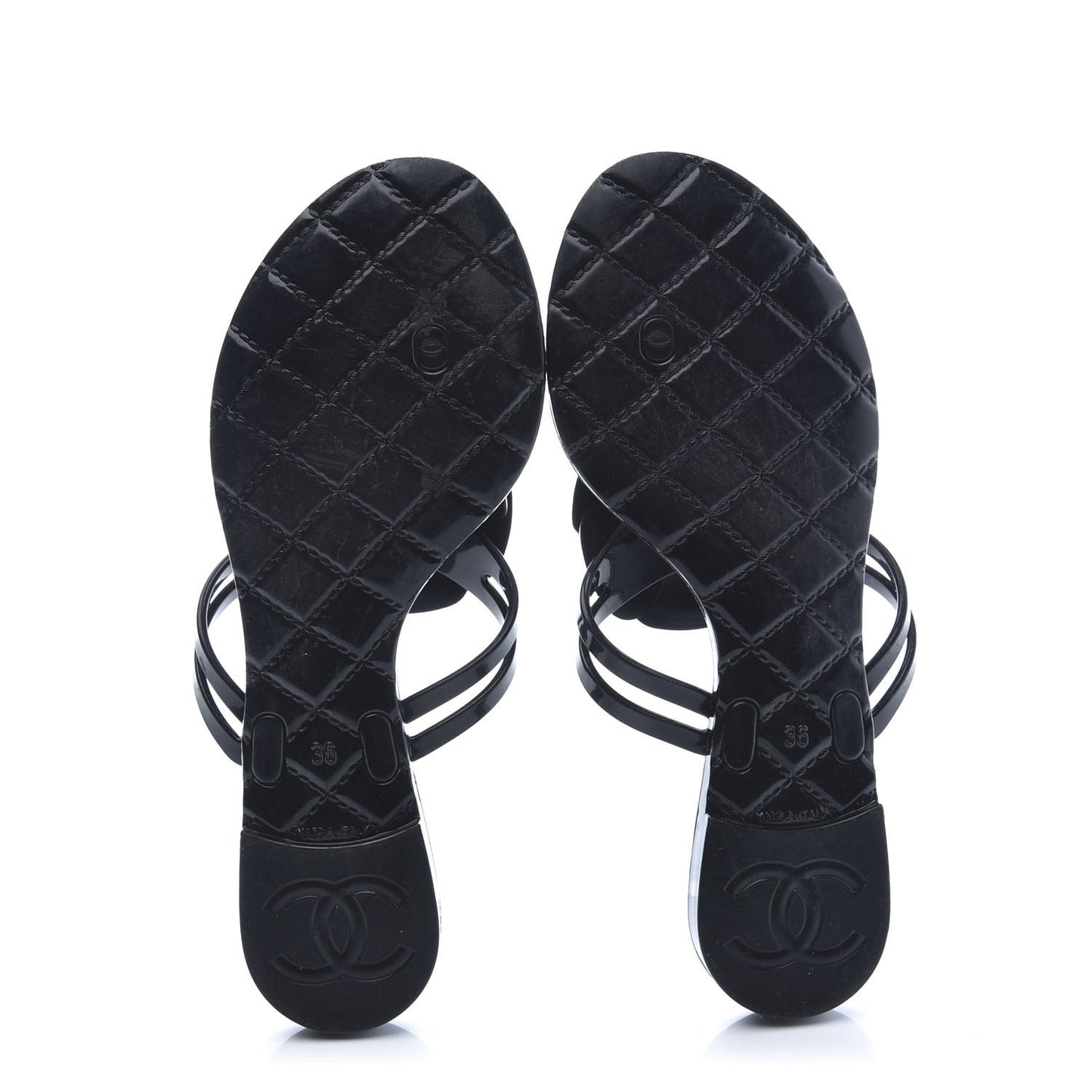 Jelly Quilted Camellia Thong Sandals 36 Black
