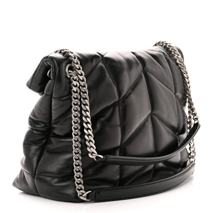 Saint Laurent Lambskin Quilted Medium Loulou Puffer Monogram Chain Satchel Black 3 of 10