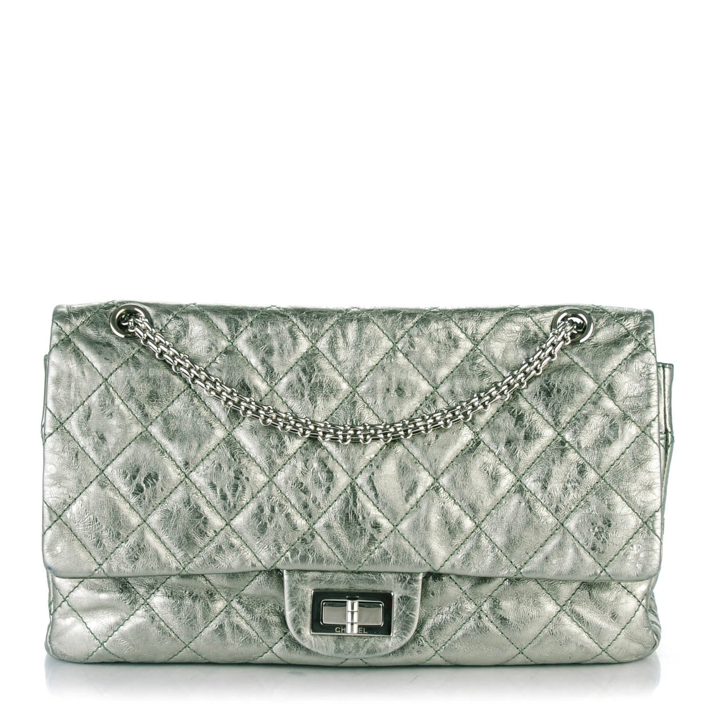 Metallic Aged Calfskin 2.55 Reissue 227 Flap Green