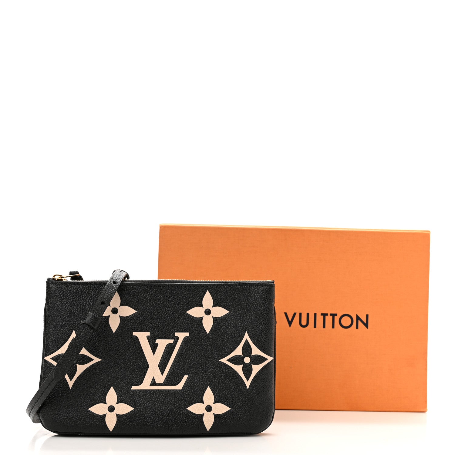 Louis Vuitton Empreinte Monogram Giant Double Zip Pochette Black Cream 11 of 11