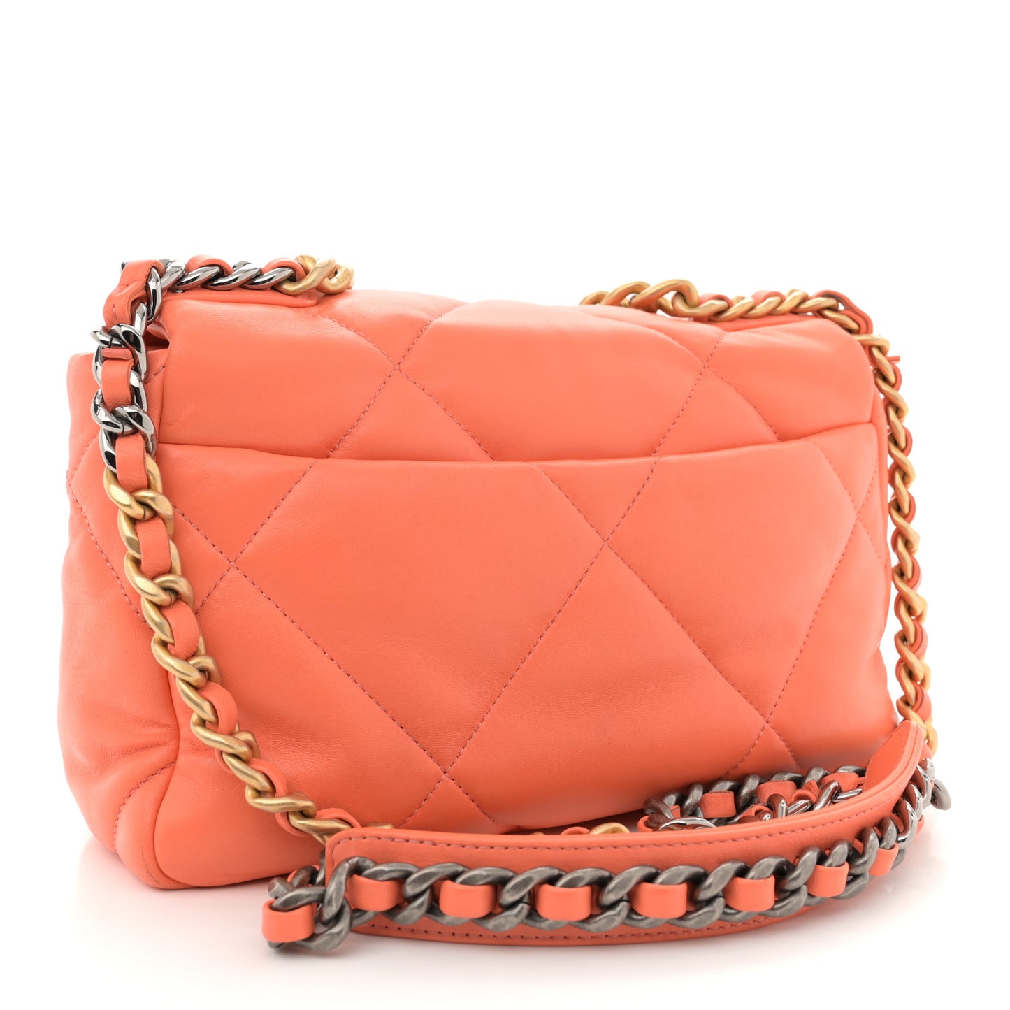 Lambskin Quilted Medium Chanel 19 Flap Orange