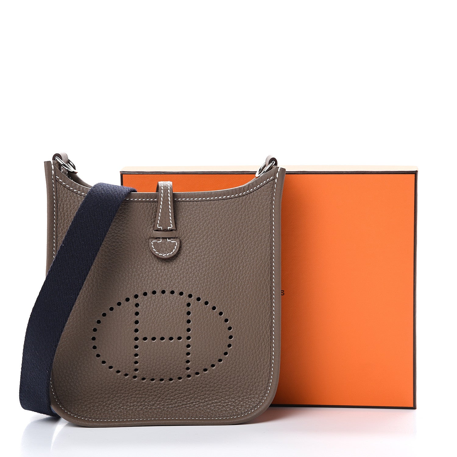 Hermes Taurillon Clemence Amazone Evelyne TPM Etoupe Bleu Indigo 10 of 10
