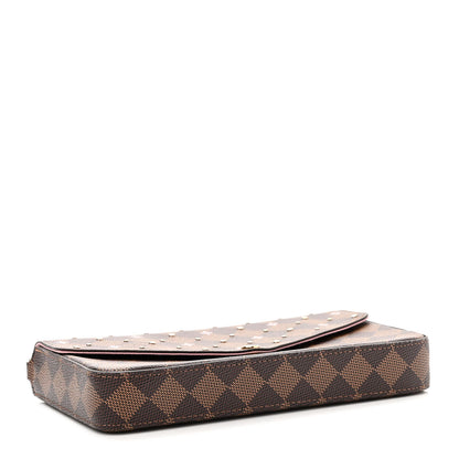 Louis Vuitton Damier Ebene Studded Pochette Felicie Chain Wallet 5 of 10