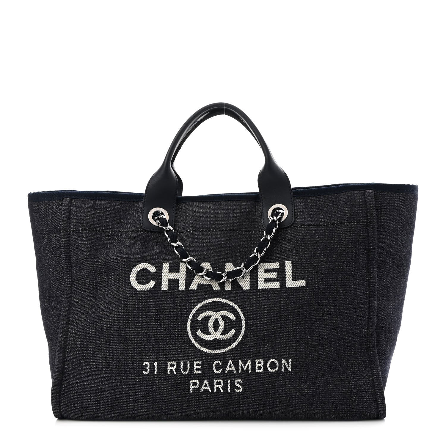 Chanel Denim Medium Deauville Tote Dark Blue 1 of 9