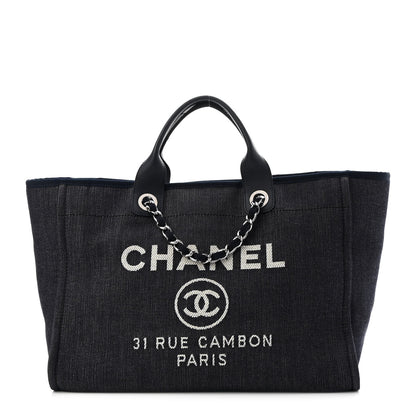Chanel Denim Medium Deauville Tote Dark Blue 1 of 9