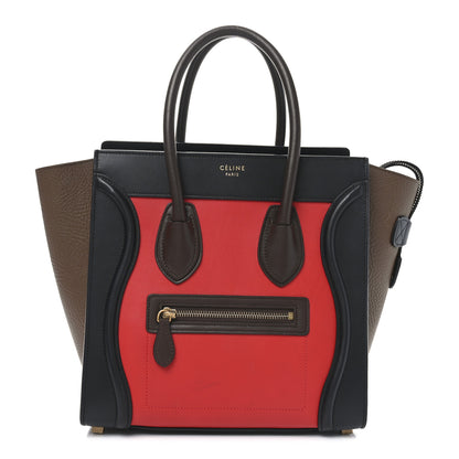 Celine Bullhide Calfskin Micro Luggage Tri-Color Bright Red 1 of 10