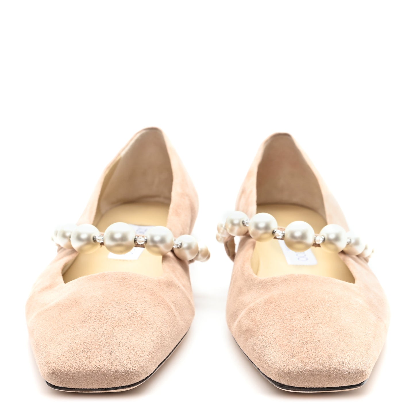 Suede Pearl Embellished Ade Flat 38 Ballet Pink