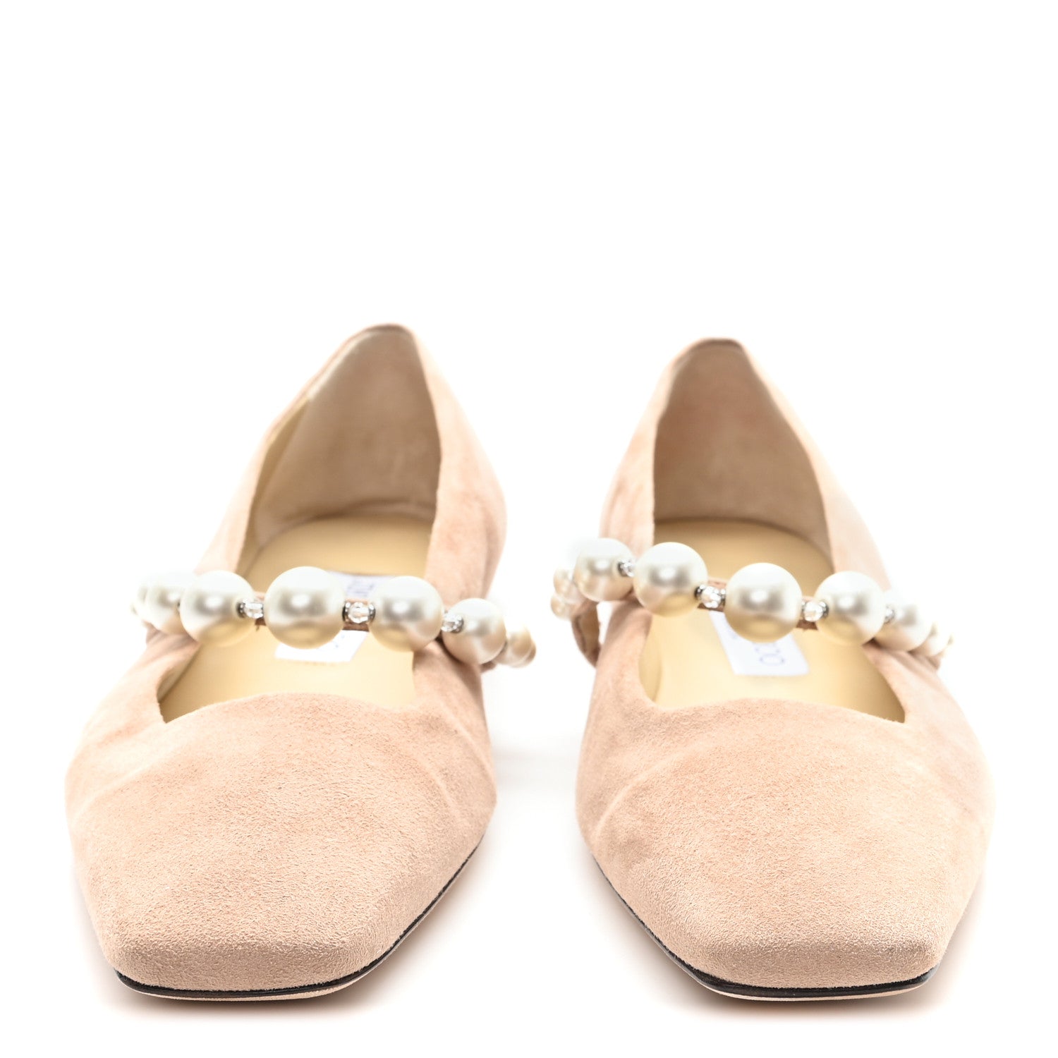 Jimmy Choo Suede Pearl Embellished Ade Flat 38 Ballet Pink 3 of 10